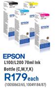 Epson L100/L200 70ml Ink Bottle(C,M,Y,K)-Each