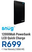 Snug 12000mAh Powerbank LCD Quick Charge