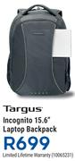 Targus Incognito 15.6" Laptop Backpack