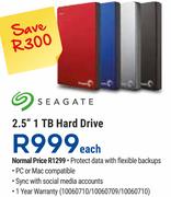 Seagate 2.5" 1TB Hard Drive-Each