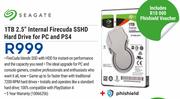 Seagate 1TB 2.5" Internal Firecuda SSHD Hard Drive For PC And PS4