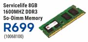 Servicelife 8GB 1600Mhz DDR3 So-Dimm Memory