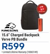 Kingsons 15.6" Charged Backpack Verve PB Bundle