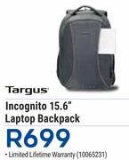 Targus Incognito 15.6" Laptop Backpack