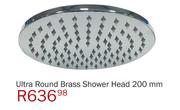 Ultra Round Brass Shower Head 200mm
