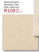 Cemento Sand Porcelain Tiles-600x600mm-Per Metre Square