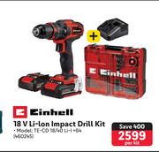 Einhell 18V Li-Ion Impact Drill Kit 460245-Per Kit