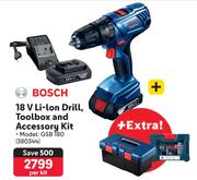 Bosch 18V Li-Ion Drill Toolbox And Accessory Kit 380344-Per Kit