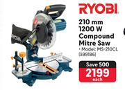 Ryobi 210mm 1200W Compund Mitre Saw 399186