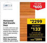 Lotus Horizontal Red Grandis Door 34055