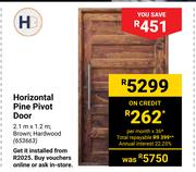 H Horizontal Pine Pivot Door 653663