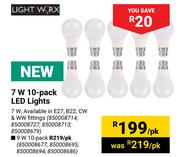 Lightworx 7W 10 Pack LED Lights-Per Pack