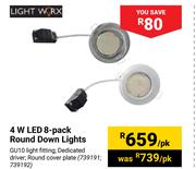 Light Worx 4W LED 8 Pack Round Down Lights-Per Pack