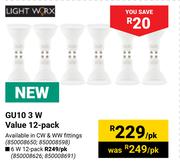 Lightworx GU10 3W Value 12 Pack-Per Pack