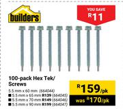 Builders 100-Pack Hex Tek/ Screws 5.5mm X 90mm 664047-Per Pk