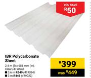 IBR Polycarbonate Sheet 2.4m (l) x 686mm (w)