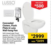 Lusso Concealed Cistern, Flush Plate & Luna Wall Hung Pan