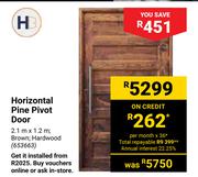 Horizontal Pine Pivot Door