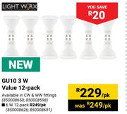 Lightworx GU10 3W Value 12 Pack 850008650, 850008598-Per Pack