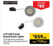 Light Worx 4W LED 8 Pack Round Down Lights 739191, 739192-Per Pack
