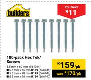 Builders 100-Pack Hex Tek/ Screws 5.5mm X 60mm 664044-Per Pk