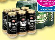 Windhoek Premium Draught/Lager Cans-24x440ml Each