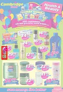 Cambridge Food : Gumba Gumba Birthday Health & Beauty (22 Sep - 5 Oct 2016), page 1