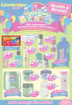 Cambridge Food : Gumba Gumba Birthday Health & Beauty (22 Sep - 5 Oct 2016), page 1