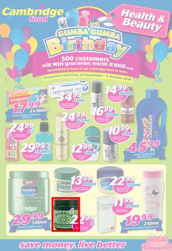 Cambridge Food : Gumba Gumba Birthday Health & Beauty (22 Sep - 5 Oct 2016), page 1