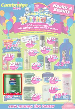 Cambridge Food : Gumba Gumba Birthday Health & Beauty (22 Sep - 5 Oct 2016), page 1