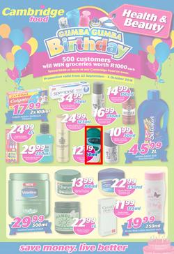Cambridge Food : Gumba Gumba Birthday Health & Beauty (22 Sep - 5 Oct 2016), page 1