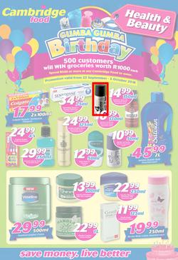 Cambridge Food : Gumba Gumba Birthday Health & Beauty (22 Sep - 5 Oct 2016), page 1