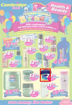 Cambridge Food : Gumba Gumba Birthday Health & Beauty (22 Sep - 5 Oct 2016), page 1