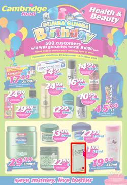 Cambridge Food : Gumba Gumba Birthday Health & Beauty (22 Sep - 5 Oct 2016), page 1