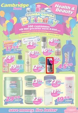 Cambridge Food : Gumba Gumba Birthday Health & Beauty (22 Sep - 5 Oct 2016), page 1