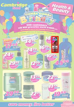 Cambridge Food : Gumba Gumba Birthday Health & Beauty (22 Sep - 5 Oct 2016), page 1