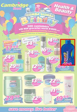 Cambridge Food : Gumba Gumba Birthday Health & Beauty (22 Sep - 5 Oct 2016), page 1