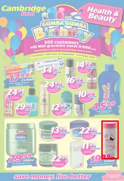 Cambridge Food : Gumba Gumba Birthday Health & Beauty (22 Sep - 5 Oct 2016), page 1