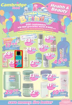 Cambridge Food : Gumba Gumba Birthday Health & Beauty (22 Sep - 5 Oct 2016), page 1