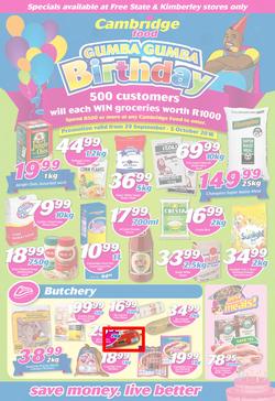 Cambridge Food Free State & Kimberley : Birthday (29 Sep - 5 Oct 2016), page 1