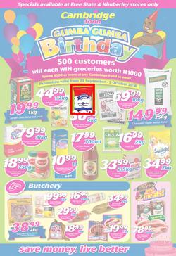 Cambridge Food Free State & Kimberley : Birthday (29 Sep - 5 Oct 2016), page 1