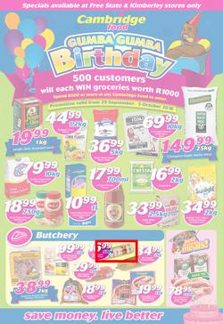 Cambridge Food Free State & Kimberley : Birthday (29 Sep - 5 Oct 2016), page 1