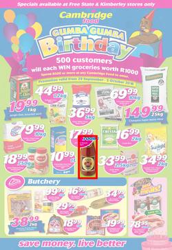 Cambridge Food Free State & Kimberley : Birthday (29 Sep - 5 Oct 2016), page 1