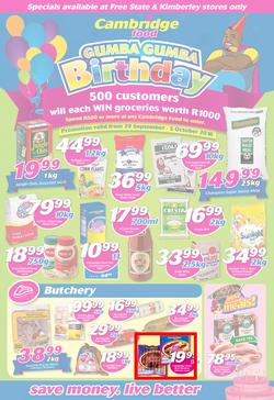 Cambridge Food Free State & Kimberley : Birthday (29 Sep - 5 Oct 2016), page 1