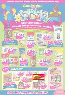 Cambridge Food Free State & Kimberley : Birthday (29 Sep - 5 Oct 2016), page 1