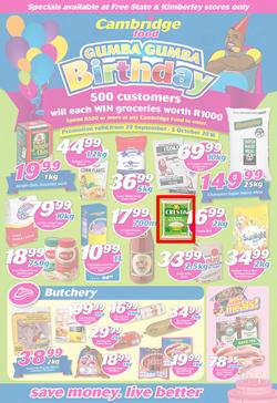 Cambridge Food Free State & Kimberley : Birthday (29 Sep - 5 Oct 2016), page 1