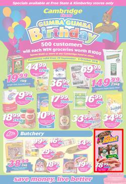 Cambridge Food Free State & Kimberley : Birthday (29 Sep - 5 Oct 2016), page 1