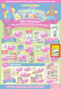 Cambridge Food Free State & Kimberley : Birthday (29 Sep - 5 Oct 2016), page 1