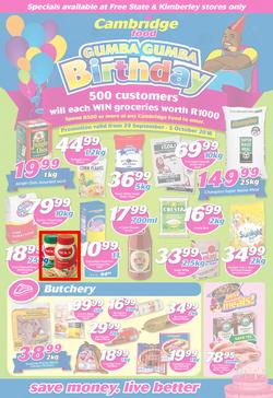 Cambridge Food Free State & Kimberley : Birthday (29 Sep - 5 Oct 2016), page 1
