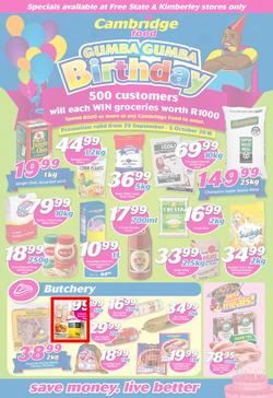 Cambridge Food Free State & Kimberley : Birthday (29 Sep - 5 Oct 2016), page 1